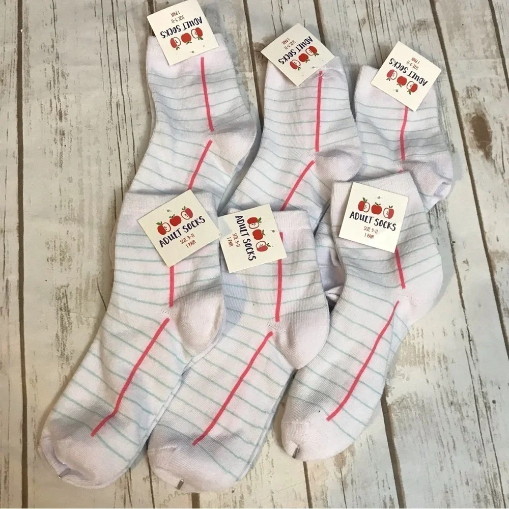 🦩 Notebook Paper Socks Set‎ of 6 Teacher Present gift professor fun socks